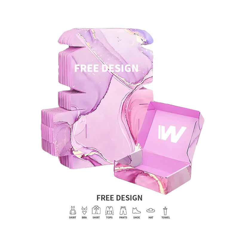 Mor Mermer Oluklu Giyim Ambalaj Kutuları