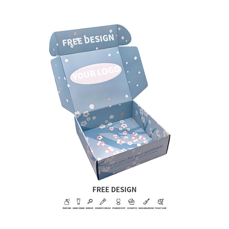 Mavi Arka Plan Petal Oluklu Kozmetik Ambalaj Kutuları